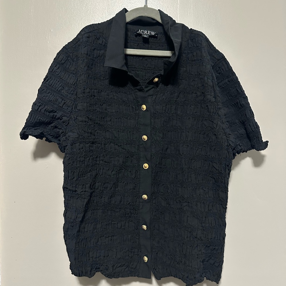 J. Crew Textured Black Casual Button Down Shirt